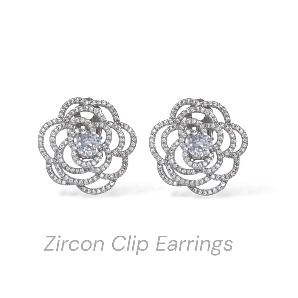Rosa-Orecchini a Clip - OR-506-391 (Argento)