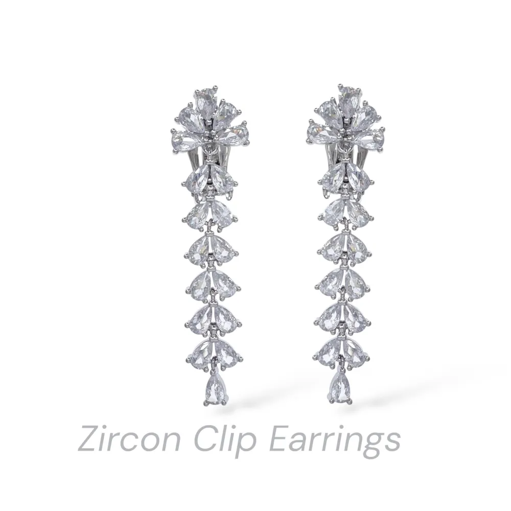 Pendente con Goccia-Orecchini a Clip - OR-506-421 (Argento)