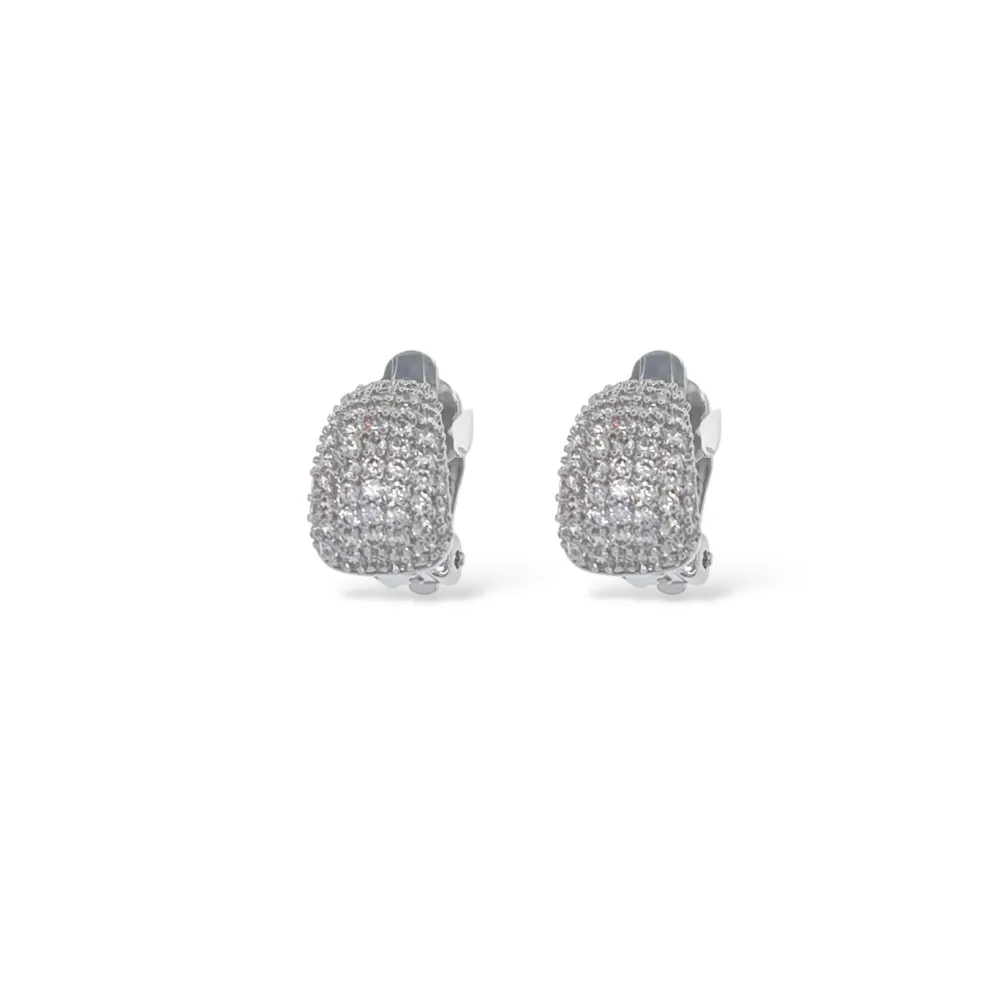 Cerchio con Zirconia-Orecchini a Clip - OR-506-436J (Argento)