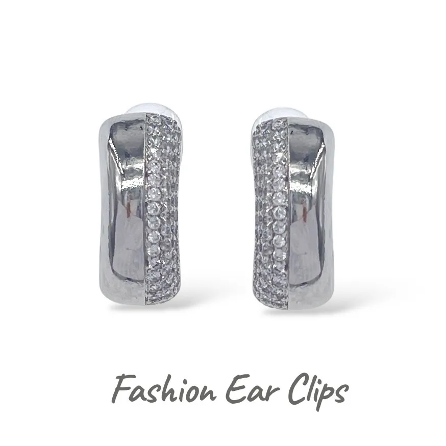 Cerchio con Zirconia-Orecchini a Clip - OR-506-437J (Argento)