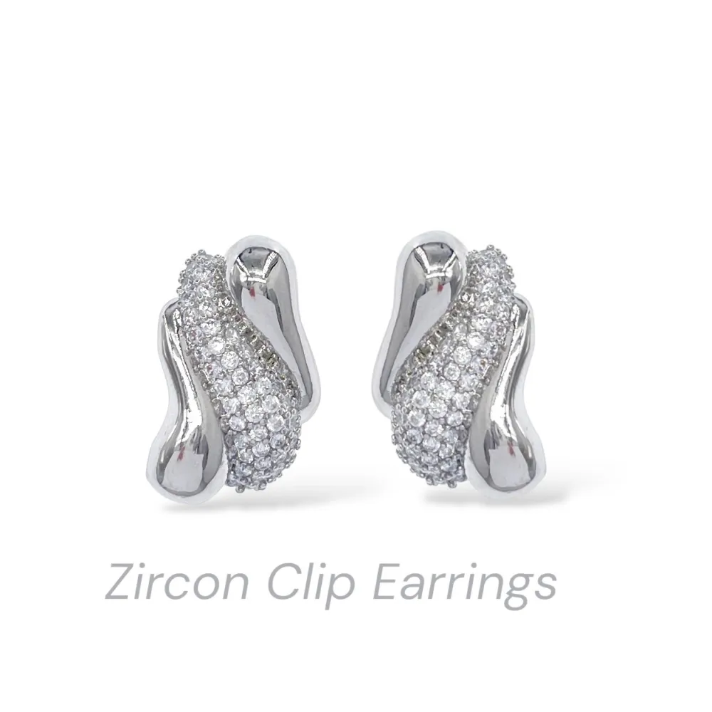 Goccia  con Zirconia-Orecchini a Clip - OR-506-438J (Argento)