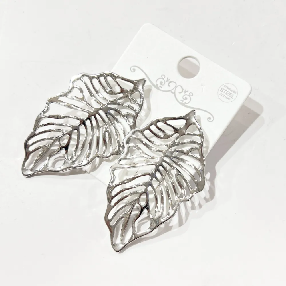 Foglia Grande-Orecchini in Acciaio - OR-774-108