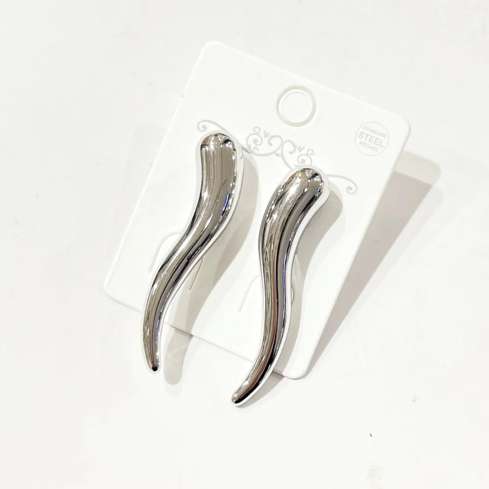 Cornino Lungo-Orecchini in Acciaio - OR-774-111 (Argento)