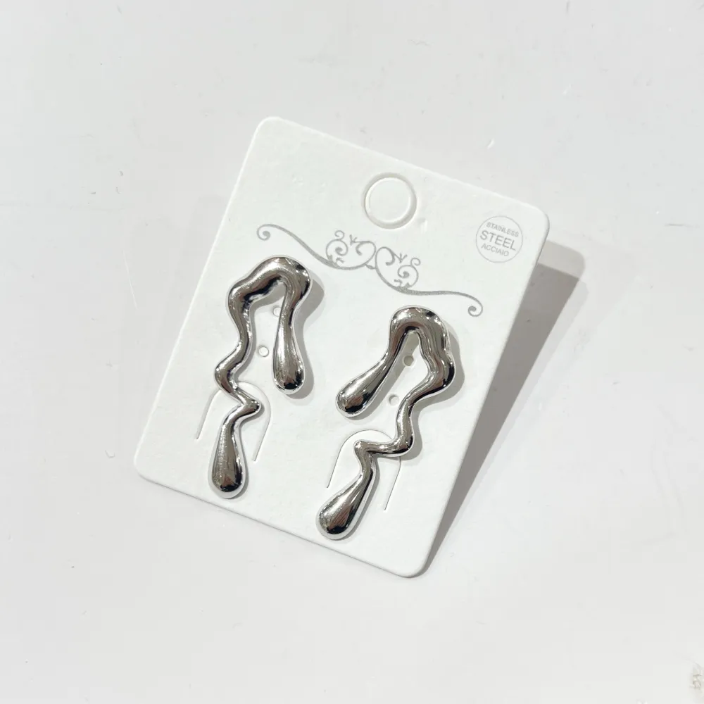 Goccia-Orecchini in Acciaio - OR-774-75 (Argento)