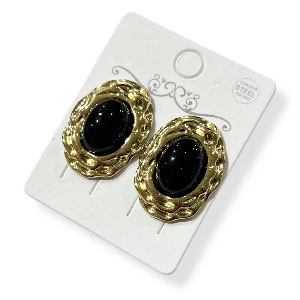 Ovale-Orecchini Moda - OR-774-90 (Nero)