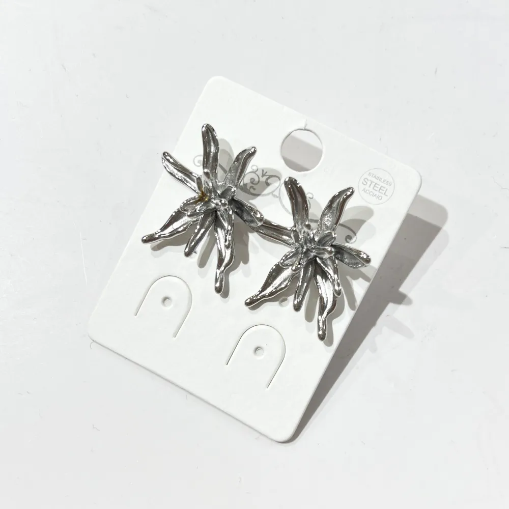 Fiore-Orecchini in Acciaio - OR-776-12 (Argento)