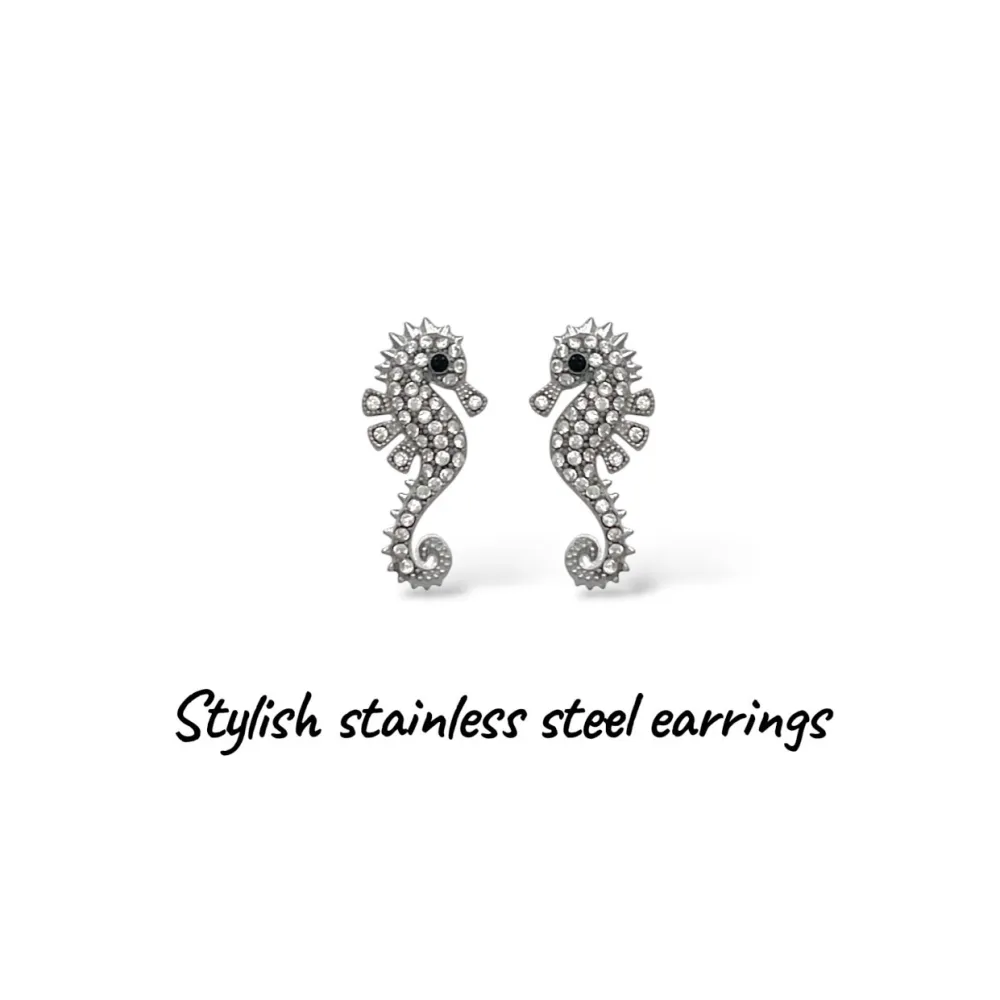 Cavalluccio Marino-Orecchini in Acciaio - OR-795-19780 (Argento)