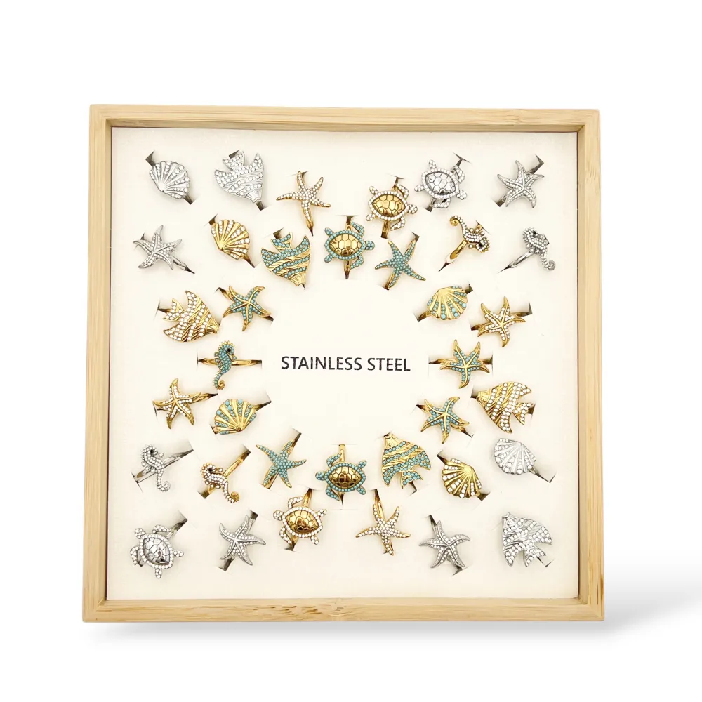 [AN-795-14178-83] Soggetti Mare-36 pz Anelli in Acciaio - AN-795-14178-83