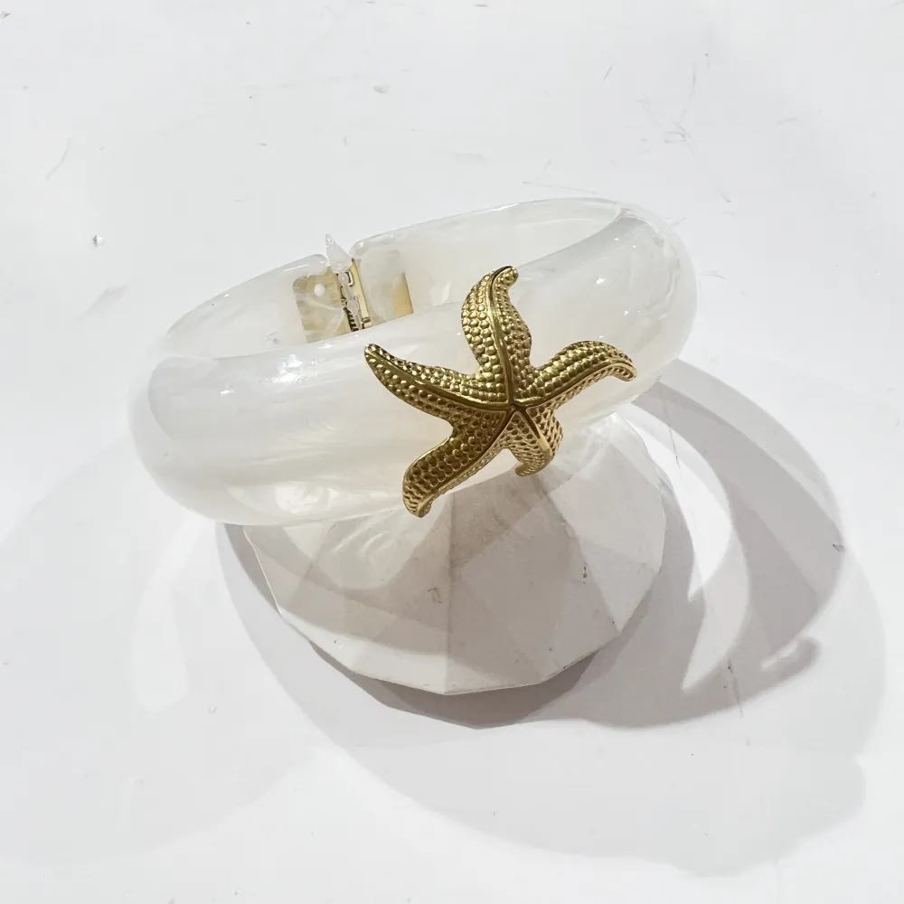 Stella marina -Bracciale Rigido Moda in Acciaio - BR-732-598 (Bianco)