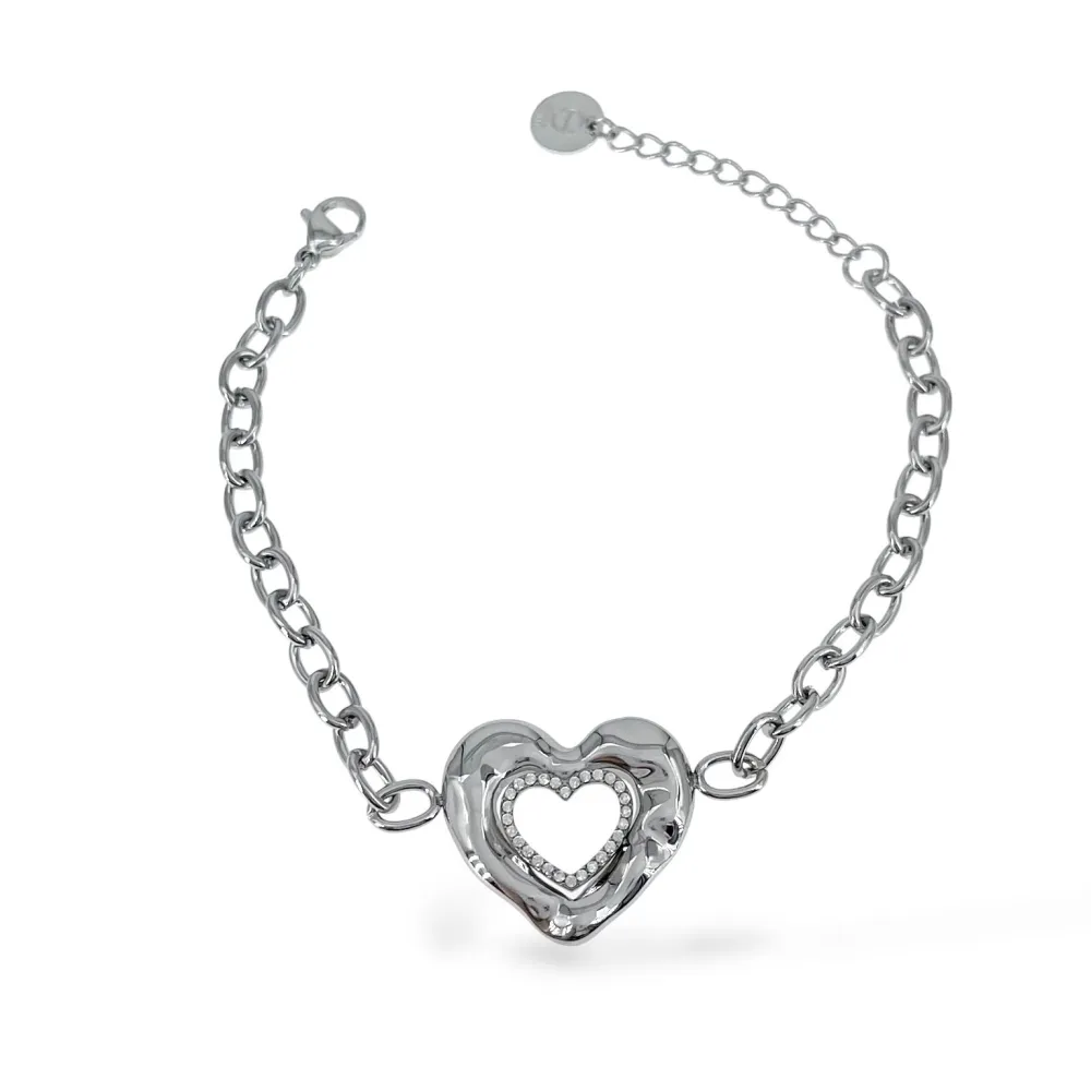 Bracciale a cuore -Bracciali in Acciaio - BR-795-15228 (Argento)