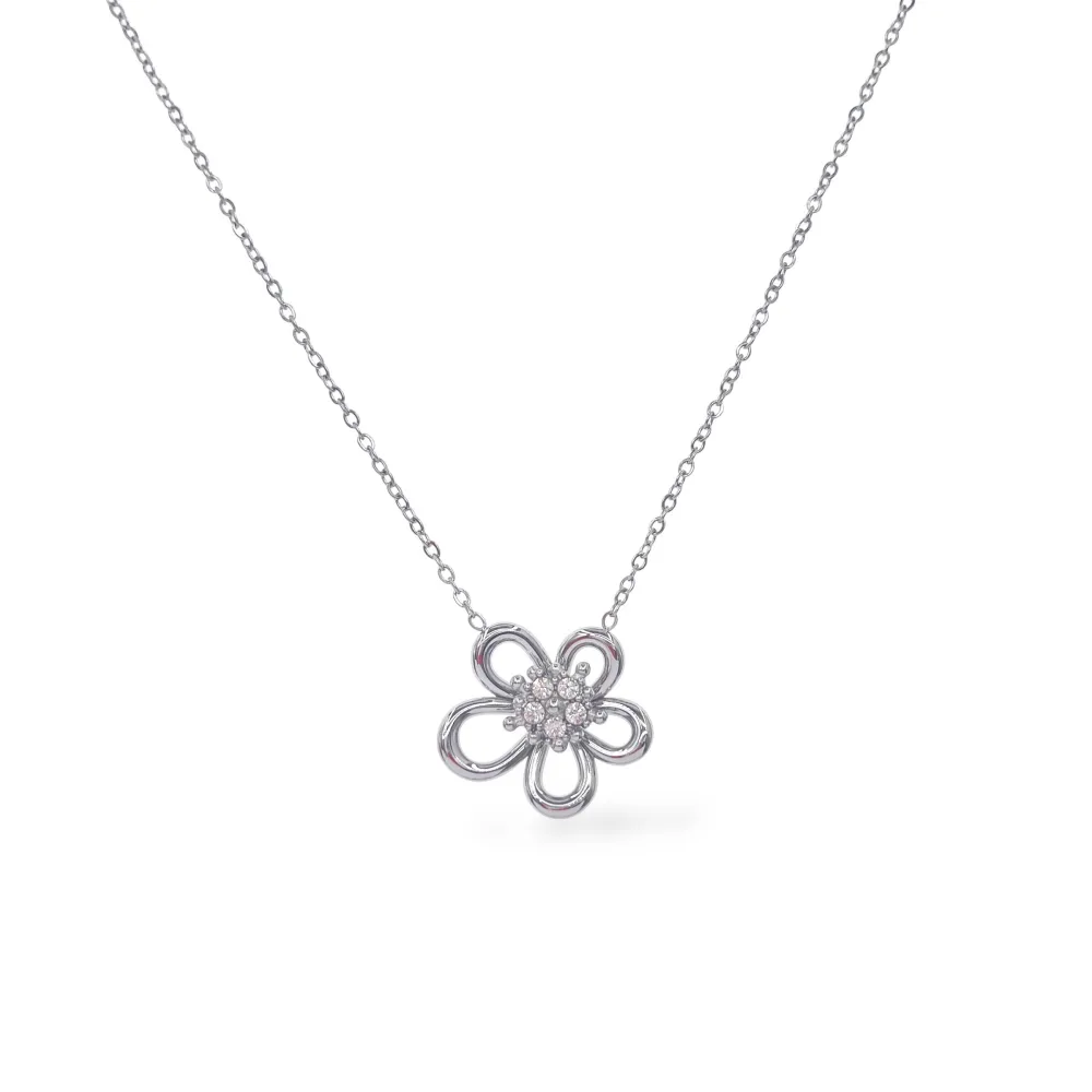 Fiore-Collana Corta in Acciaio - CL-103-6836N