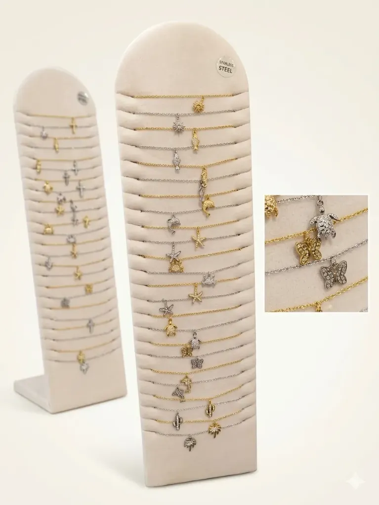 [CL-413-3766] Mix Modelli Mare-24pz Collane Corte in Acciaio - CL-413-3766