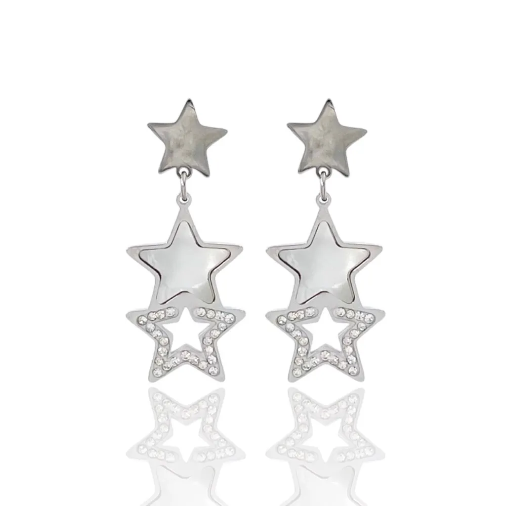[OR-413-1267] Stella di Fritillaria -Orecchini in Acciaio-Orecchini in madreperla - OR-413-1267 (Argento)