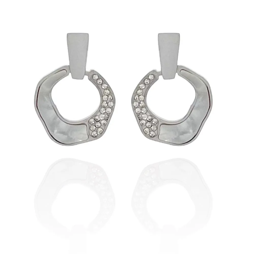 [OR-413-1269] Cerchio di Fritillaria -Orecchini in Acciaio-Orecchini in madreperla - OR-413-1269 (Argento)