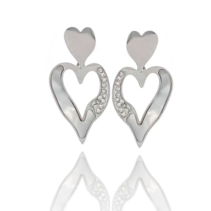 [OR-413-1270] cuore di Fritillaria -Orecchini in Acciaio-Orecchini in madreperla - OR-413-1270 (Argento)