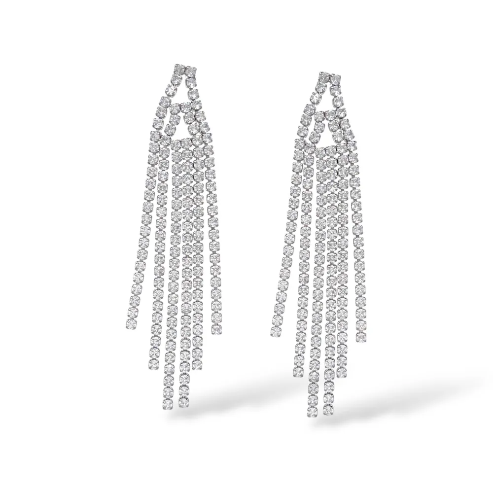 [OR-413-7509] Orecchini pendenti con nappina - Orecchini in Acciaio - OR-413-7509 (Argento)