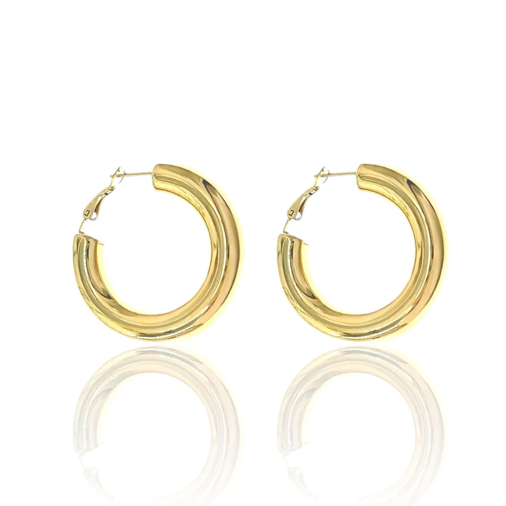 Cerchio Lavorato-Orecchini a Cerchio in Acciaio - OR-450-657 7x40mm (Oro Giallo)