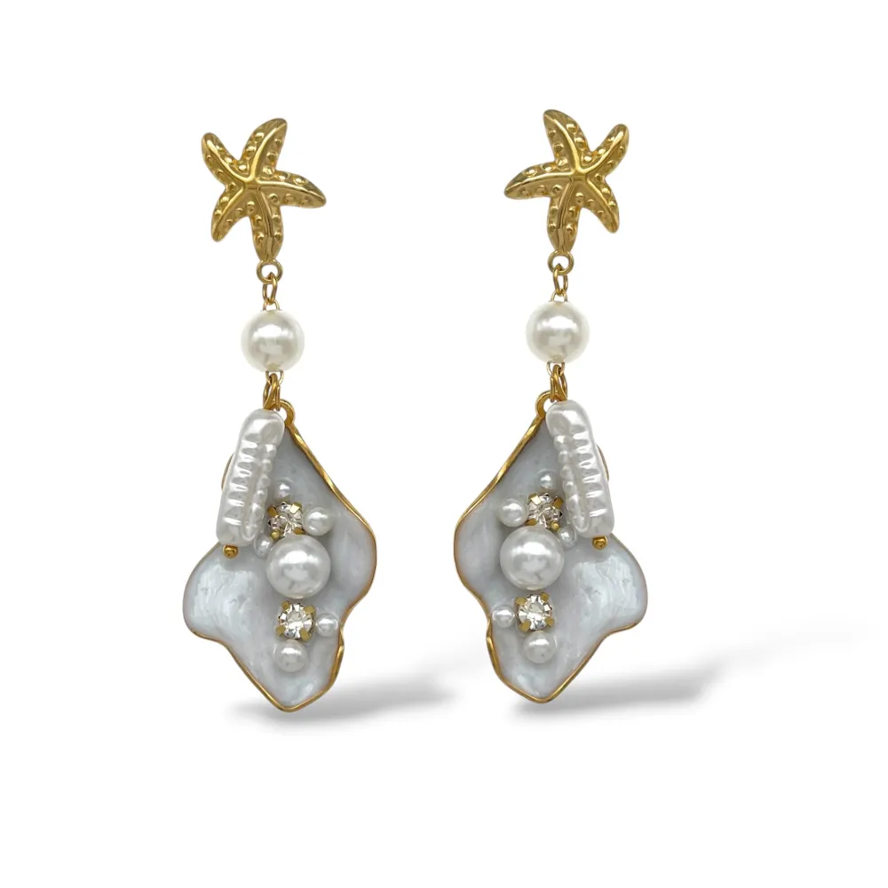 Conchiglia Mare -Orecchini in Acciaio - OR-732-612 (Bianco)