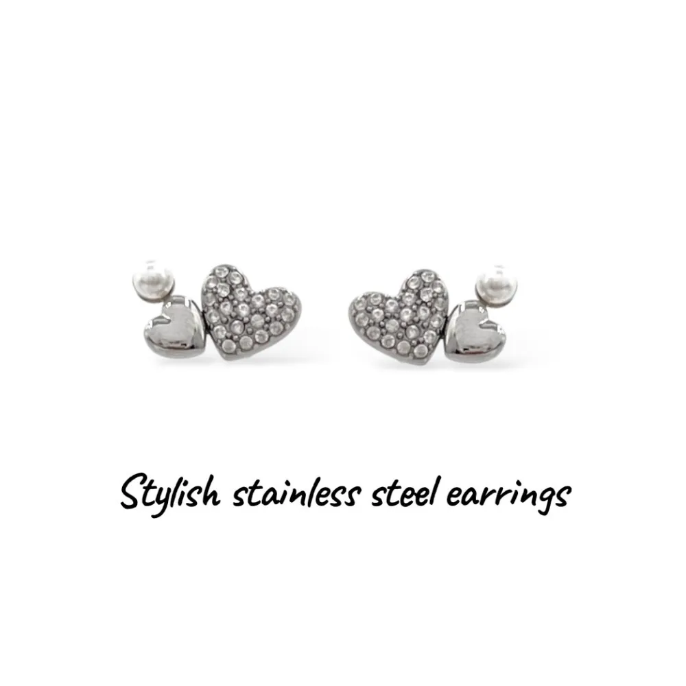 Cuore con perla -Orecchini in Acciaio - OR-795-19822