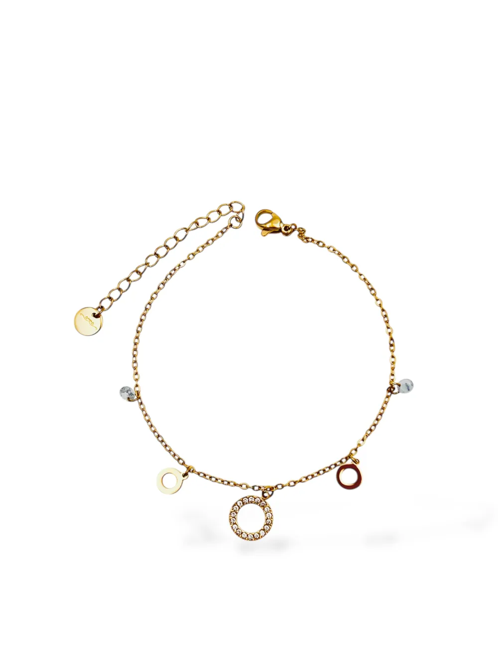[CA-103-AA1552B] Cerchio vuoto con p.luce-Cavigliera in Acciaio - CA-103-AA1552B (Oro Giallo)