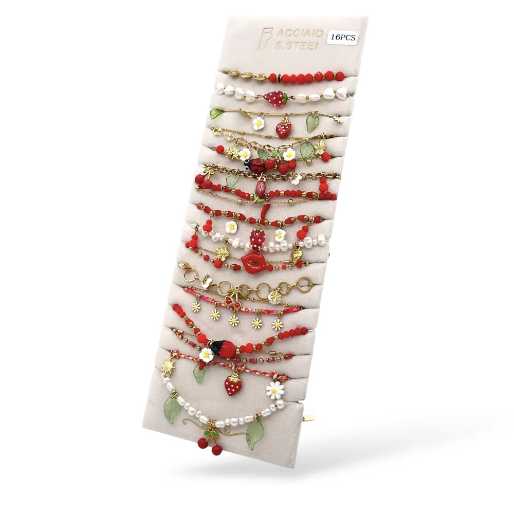 [CA-732-631] Mix Modelli Rosso Ciliegia Fragola-16pz Cavigiere in Acciaio - CA-732-631