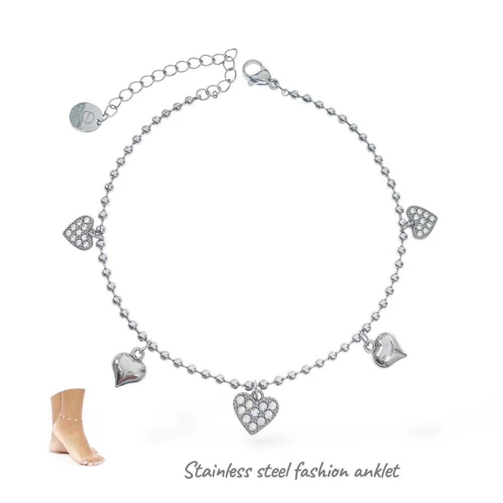 [CV-103-AA5524B] Cuore- Multi Pendenti Caviglie in Acciaio - CV-103-AA5524B (Argento)
