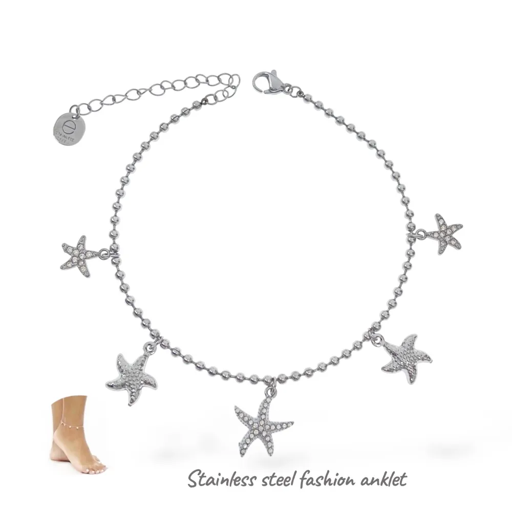 Stella marina- Multi Pendenti Caviglie in Acciaio - CV-103-AA5528B (Argento)