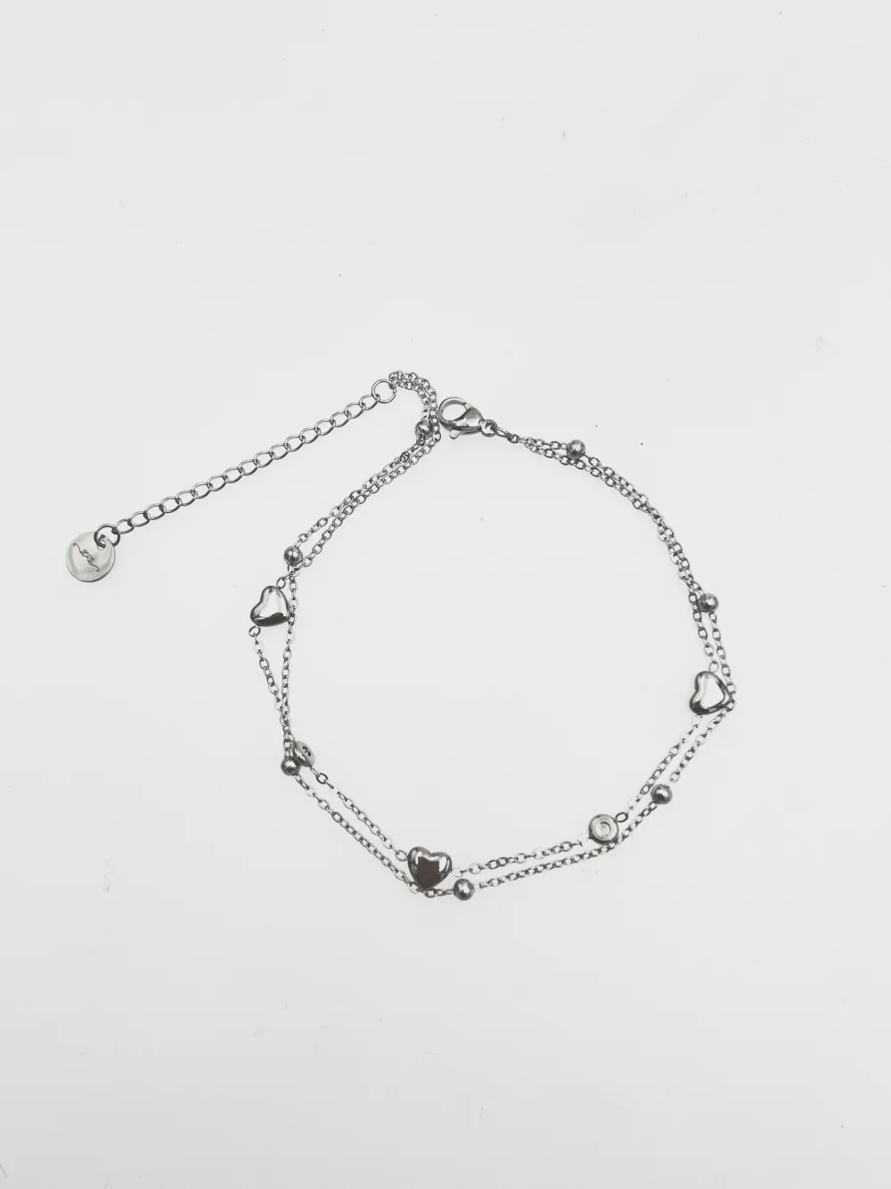 Doppio Filo con Cuore e p.luce-Cavigliera in Acciaio - CV-413-570