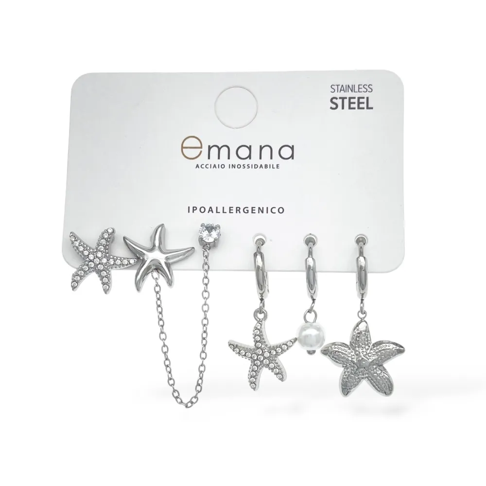 Mare Mix Set 6pz  Orecchini  in Acciaio - OR-103-AA6177E (Argento)
