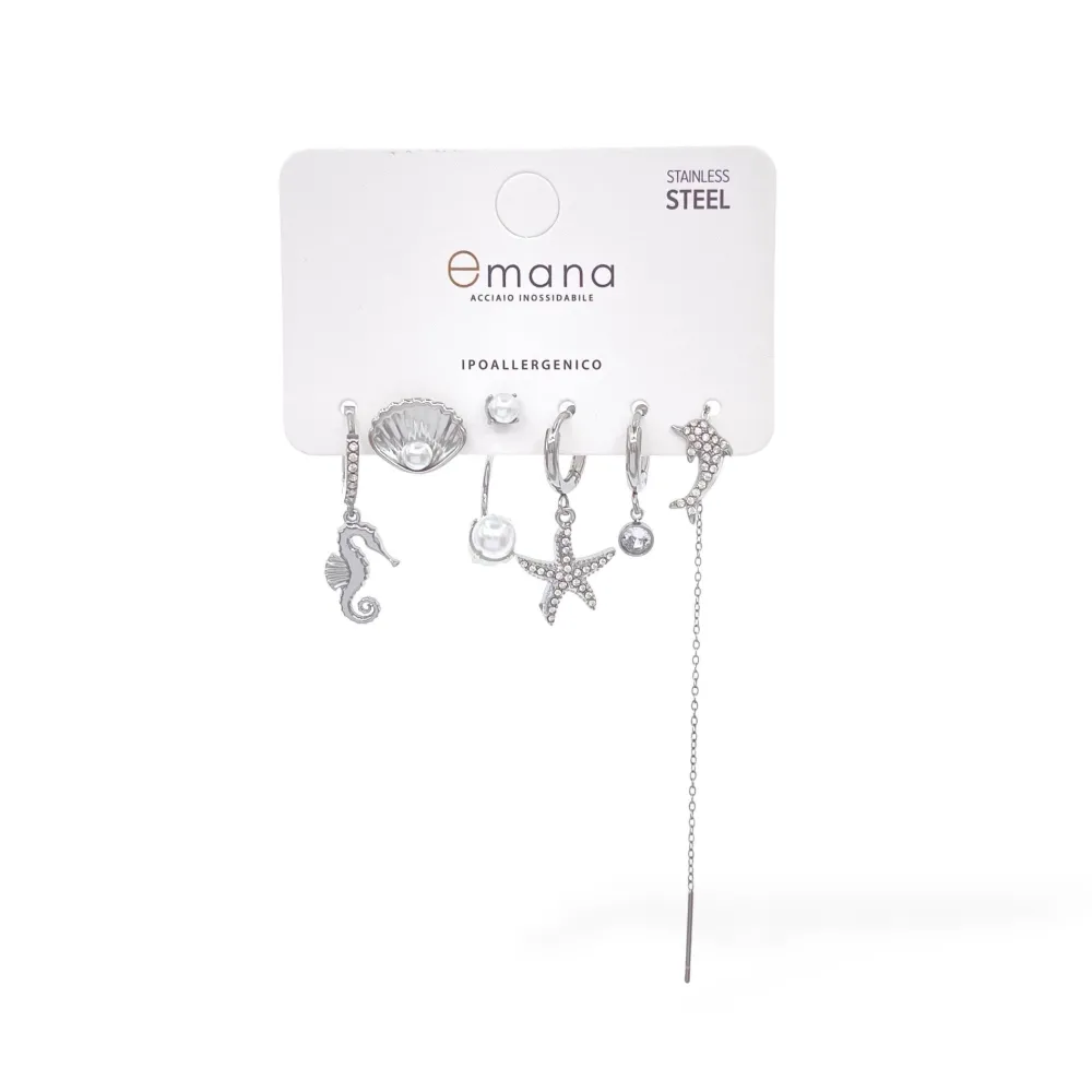 Mare Mix Set 6pz  Orecchini  in Acciaio - OR-103-AA6178E