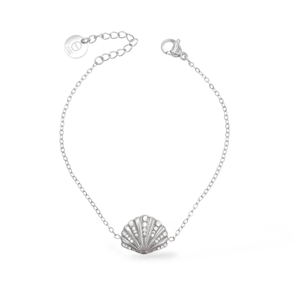 Conchiglie-Mare-Bracciale Piccolo Pendenti Con Moschettone - Bracciale in acciaio - BR-795-15224 (Argento)