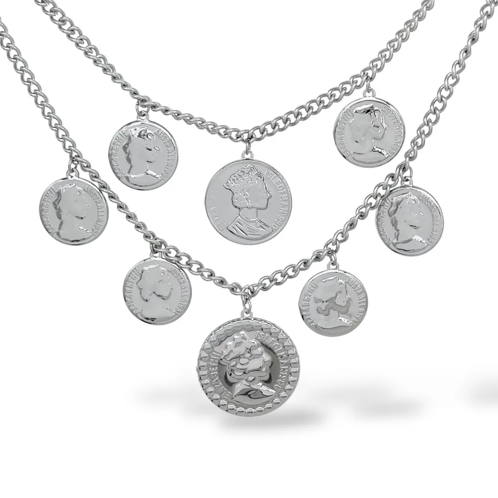 Multifili con medaglia -Collana Multifilo in Metallo - CL-103-AA6839N (Argento)
