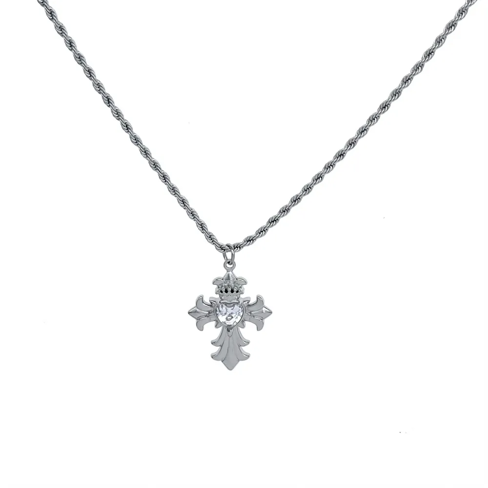 Croce -Collana Lunga in Acciaio - CL-103-AA6863N