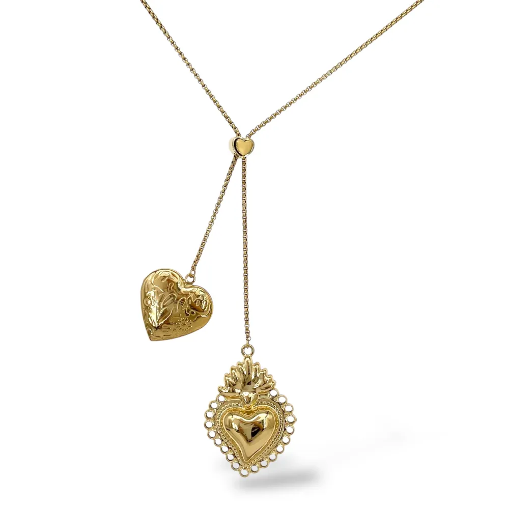 Cuore-Collana in Acciaio 38+36cm - CL-103-AA6864N