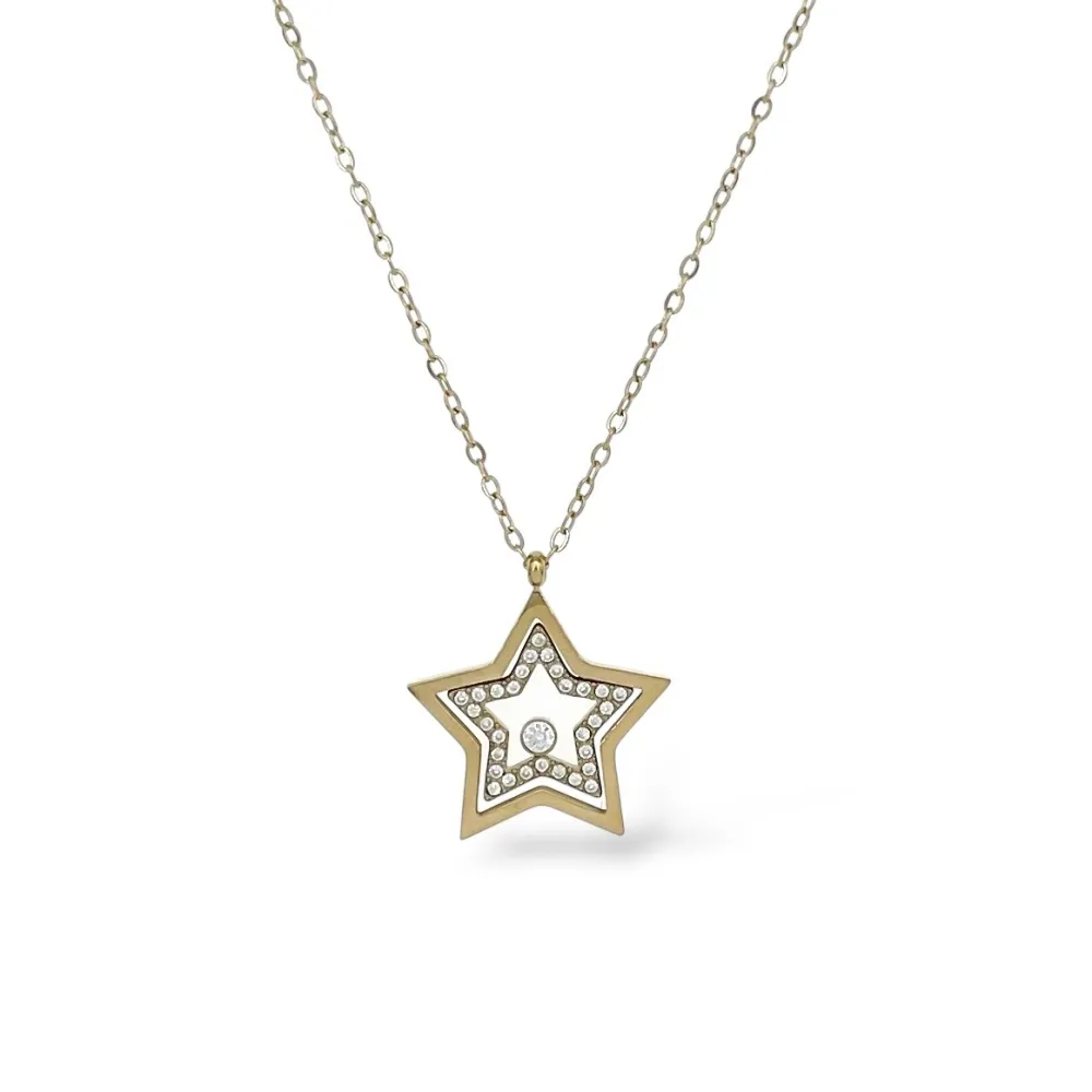 Stella-Collana Corta in Acciaio - CL-795-10590 (Oro Giallo)