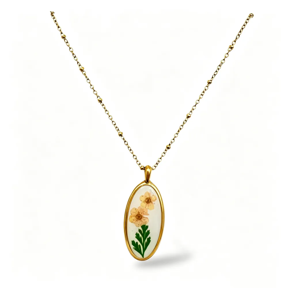 [CL-800-03] Fiore rosa-Collana Girocollo in Acciaio - CL-800-03