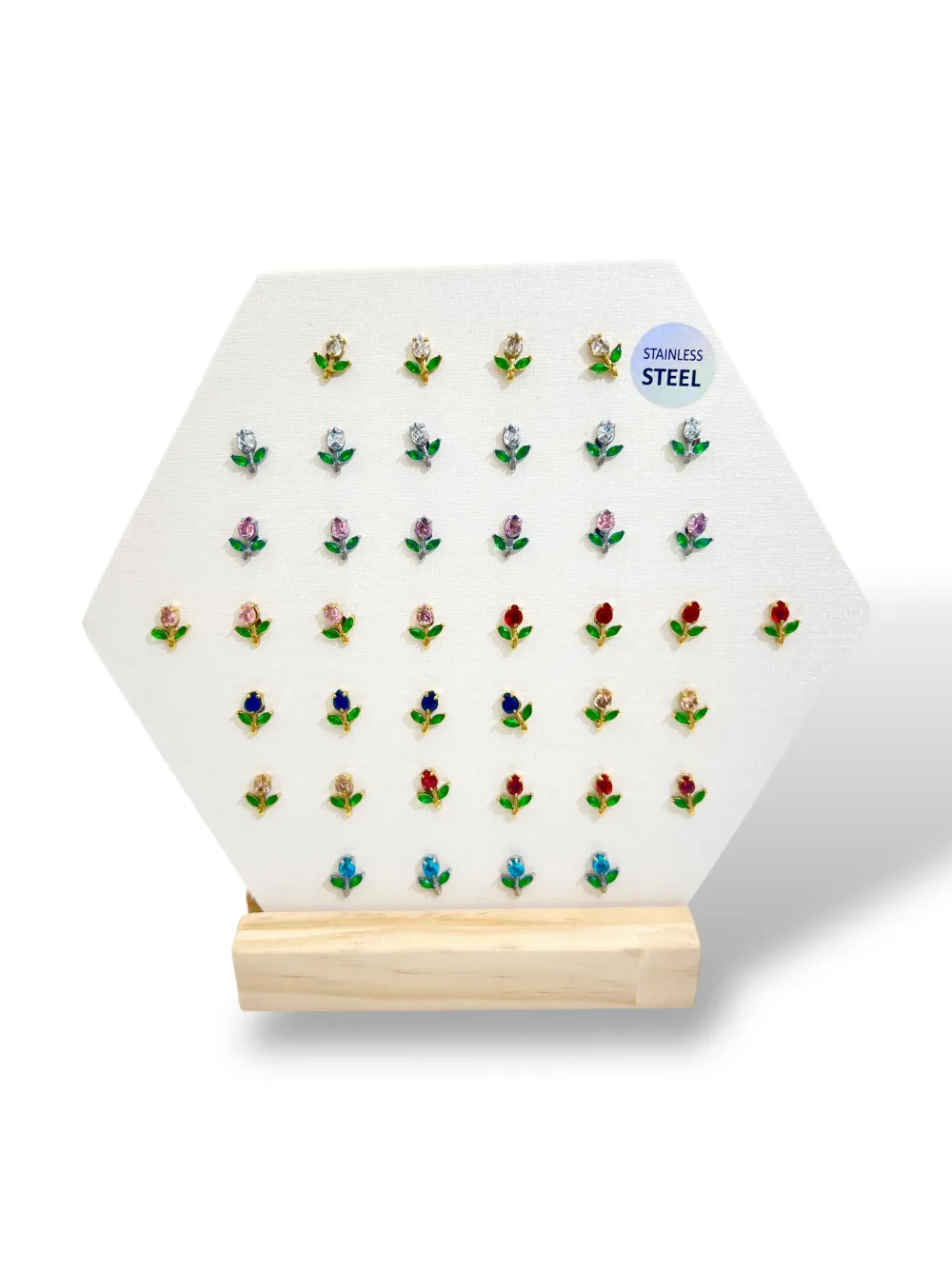 [OPA-413-2572] Tulipano- 20Paia Orecchini a Lobo in Acciaio - OPA-413-2572