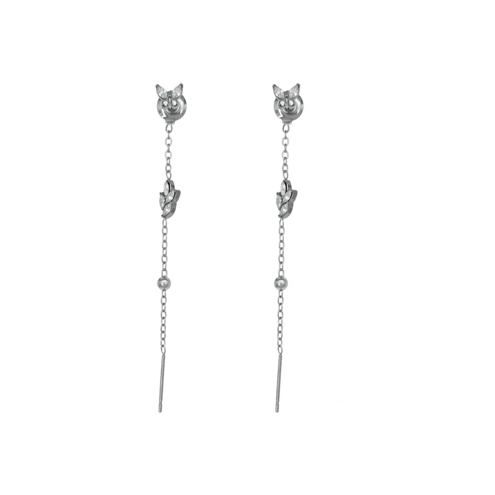Farfalla con Spigo-Orecchini in Acciaio - OR-103-AA6859E (Argento)