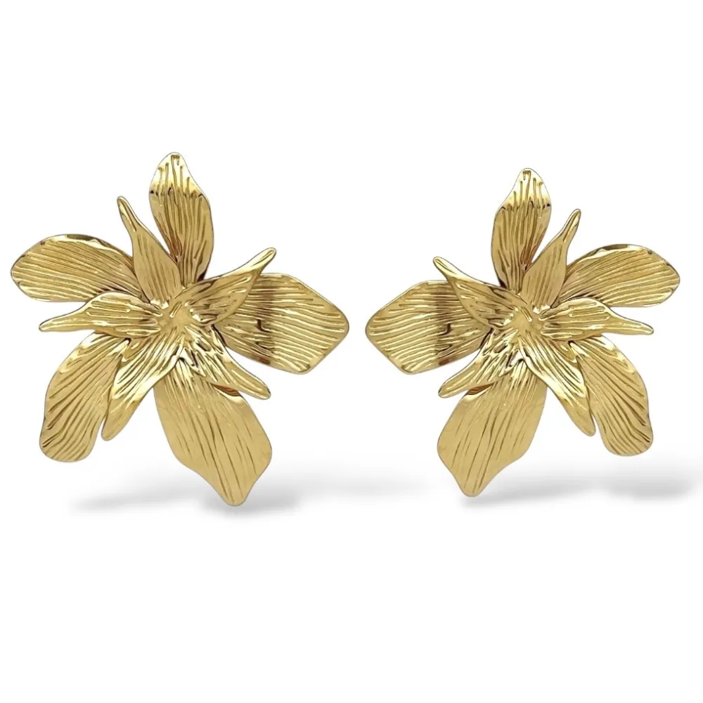 Fiore-Orecchini in Acciaio - OR-103-AA7105E (Oro Giallo)