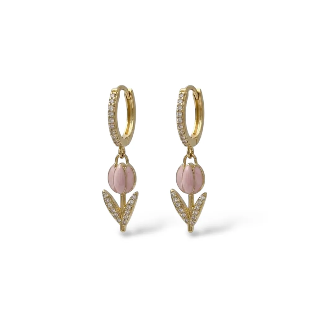 Tulipano-Orecchini in Acciaio - OR-103-AA7184E (Rosa/Oro)