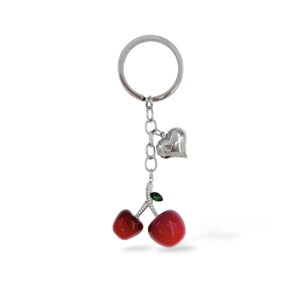 Ciliegia - Portachiave Con Strass - PKA-103-AA6610P (Argento)