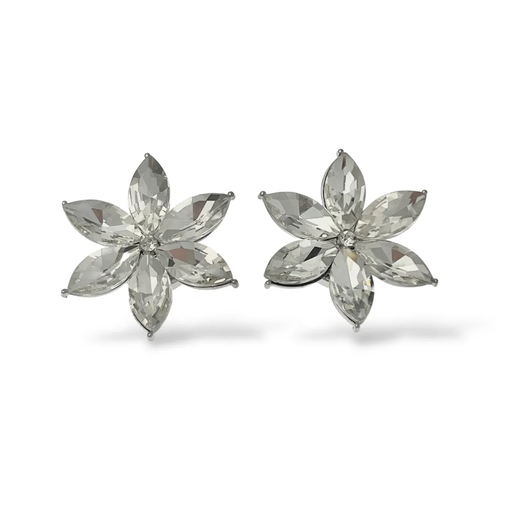 [SP-312-456] Fiore - Copri bottone con zirconia - SP-312-456 (Argento)