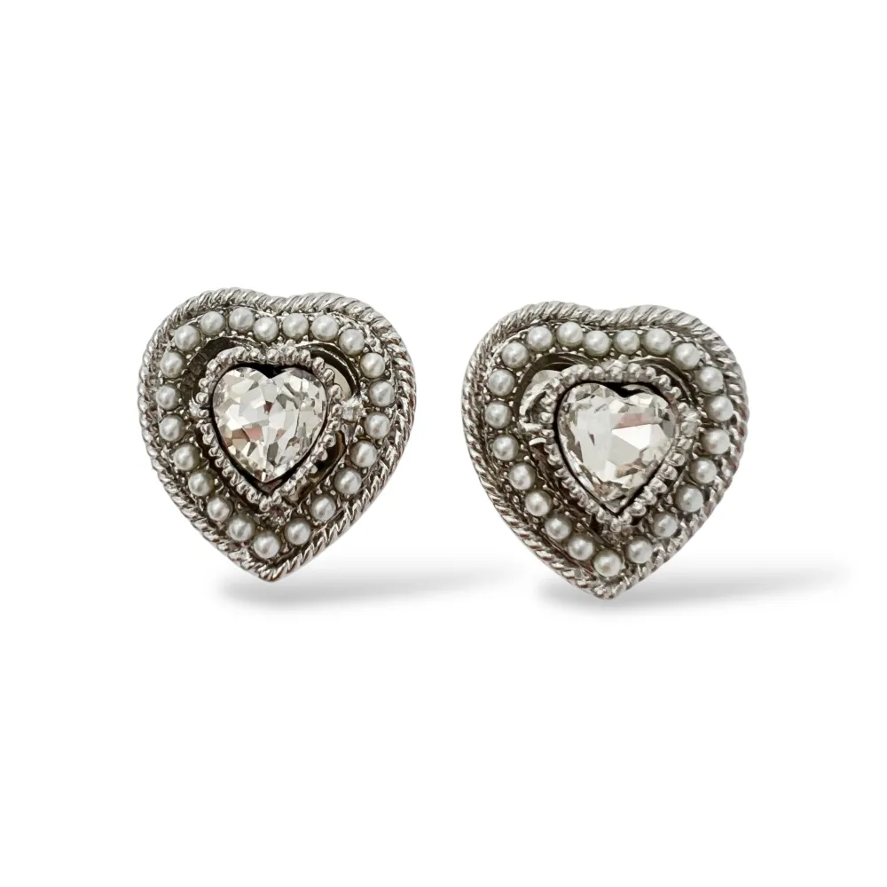 Cuore con perle - Copri bottone con zirconia - SP-312-459