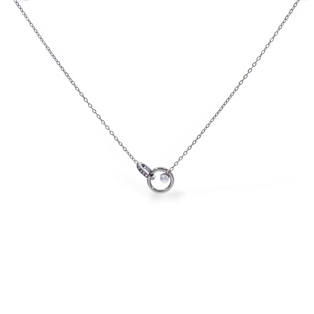 [CL-795-10609] Infinito con perla-Collana Corta in Acciaio - CL-795-10609 (Argento)