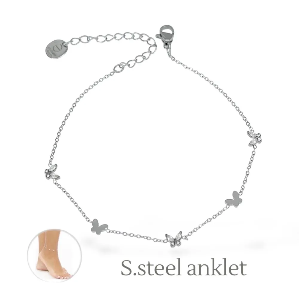 [CV-103-AA6813B] Farfalla- Multi Pendenti Caviglie in Acciaio - CV-103-AA6813B (Argento)