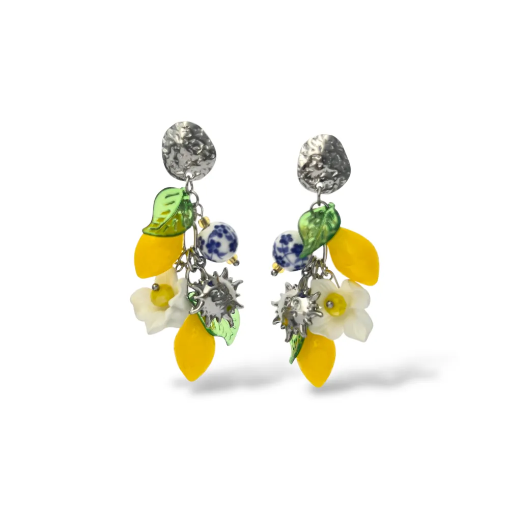 Limone Fiore Ceramica-Orecchini in Acciaio - OR-732-637