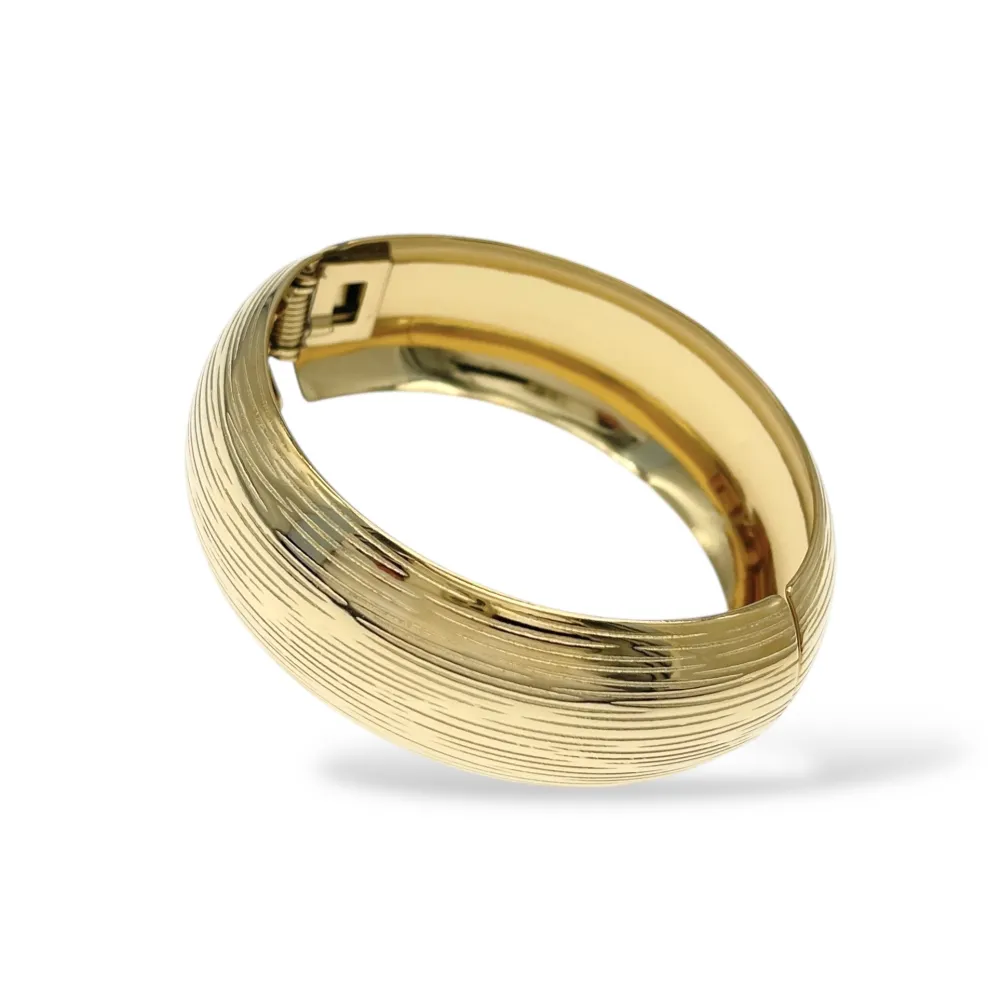 [BR-103-AA6158B] Battute -Bracciale Rigido in Acciaio - BR-103-AA6158B (Oro Giallo)