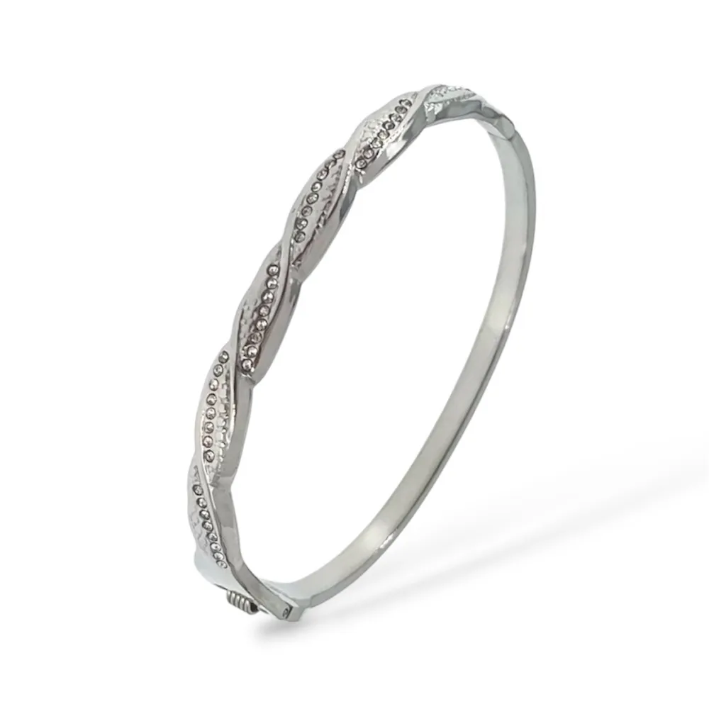 [BR-413-3162] Treccia-Bracciale Rigido in Acciaio - BR-413-3162 (Argento)