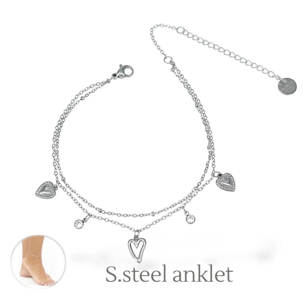 [CV-413-575] Cuore- Cavigliera in Acciaio - CV-413-575 (Argento)