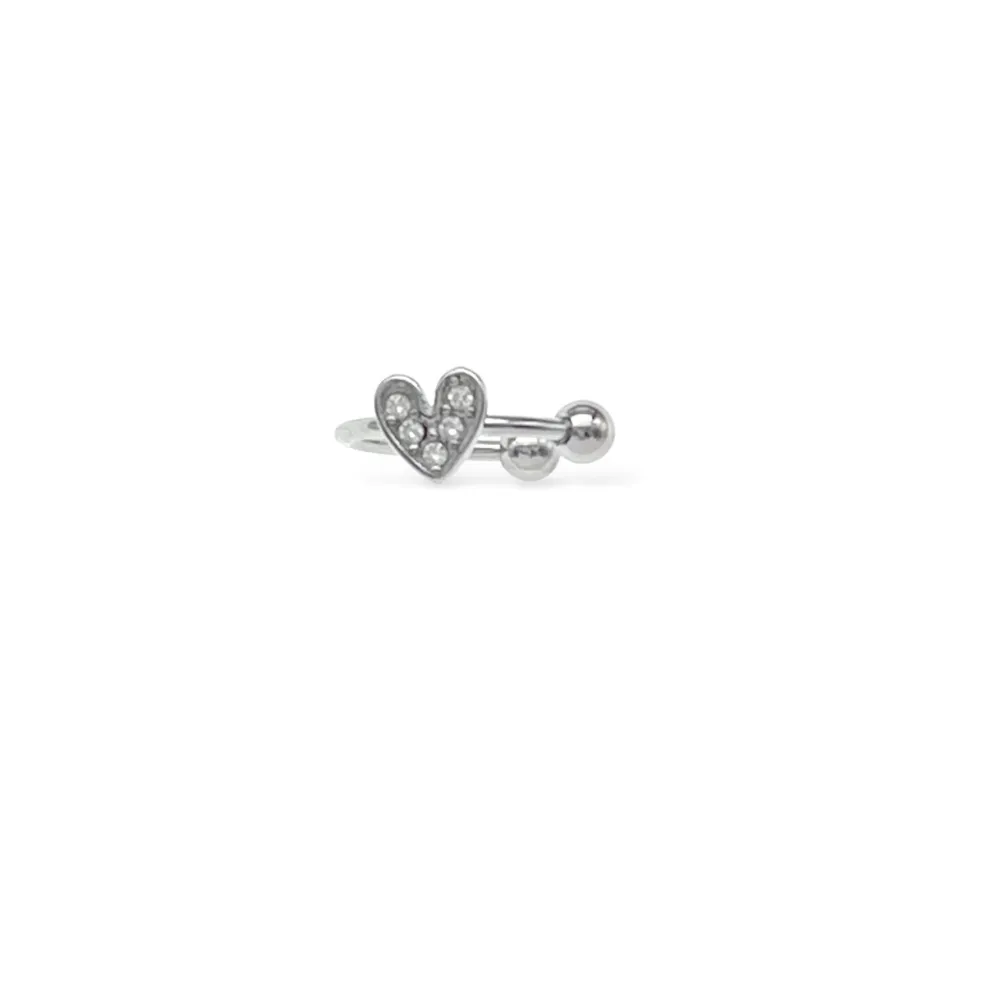 [OR-103-AA6960] Cuore - Earcuff in acciaio - OR-103-AA6960 (Argento)